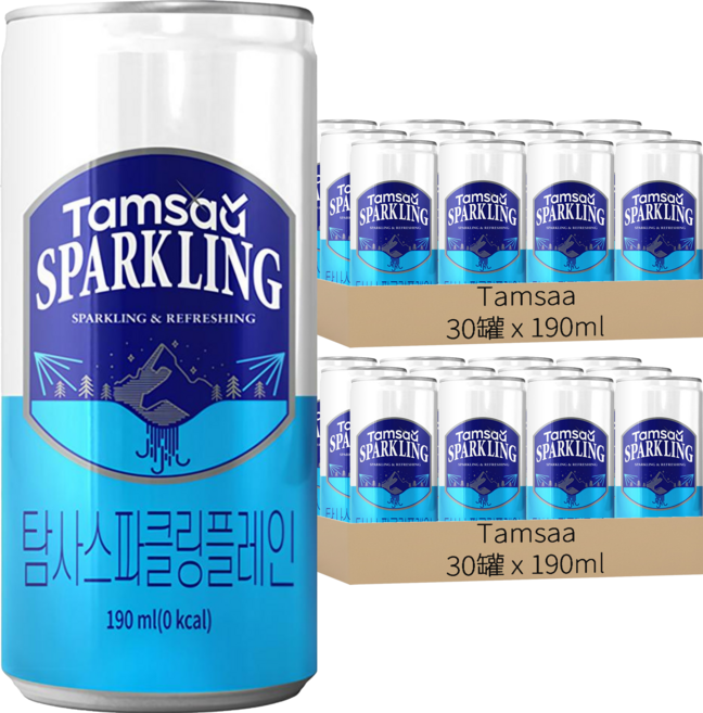Tamsaa 原味氣泡水, 190ml, 60罐