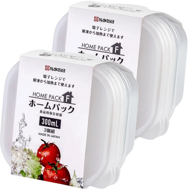 NAKAYA 保鮮盒 x 3 10.7 x 10.7 x 8.6cm 白色 300ml 2個, 1組