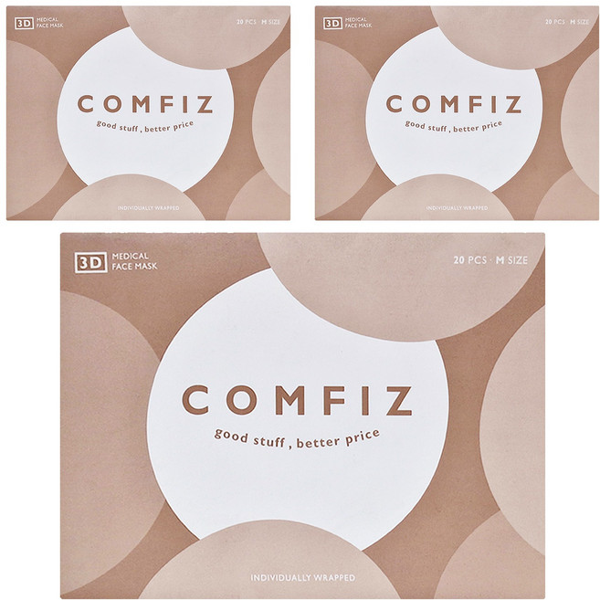 COMFIZ 康菲 3D醫療口罩 M, 黛妃紫, 20片, 3盒