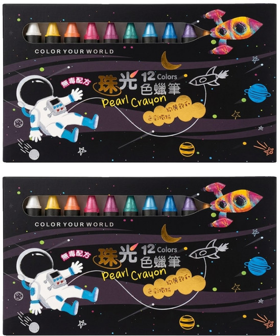 新易 12色珠光蠟筆j-12p, 12色, 2入