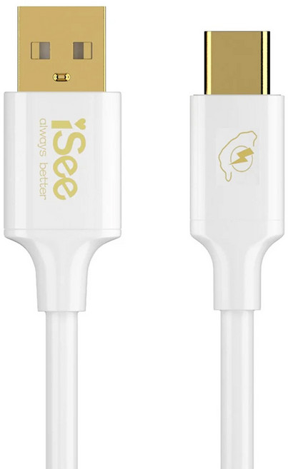 台灣 iSee USB-C to A 45W 快速充電傳輸線 IC-AC528W, 2.5m, 白色, 1條