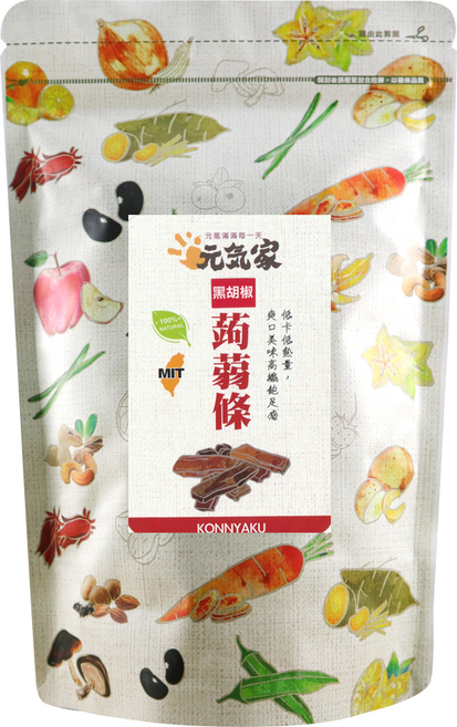 元氣家 高纖黑胡椒蒟蒻條, 200g, 1包