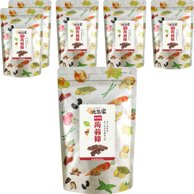 元氣家 高纖黑胡椒蒟蒻條, 200g, 6包