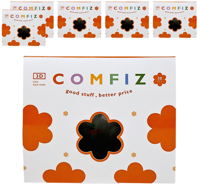 COMFIZ 康菲 兒童3D醫療口罩 3~7歲, 6盒, 侏儸紀世界 綠色, 30片