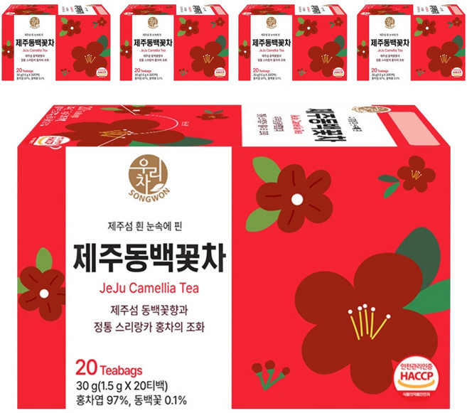 우리차 제주 동백꽃차, 5개, 20개입, 1.5g