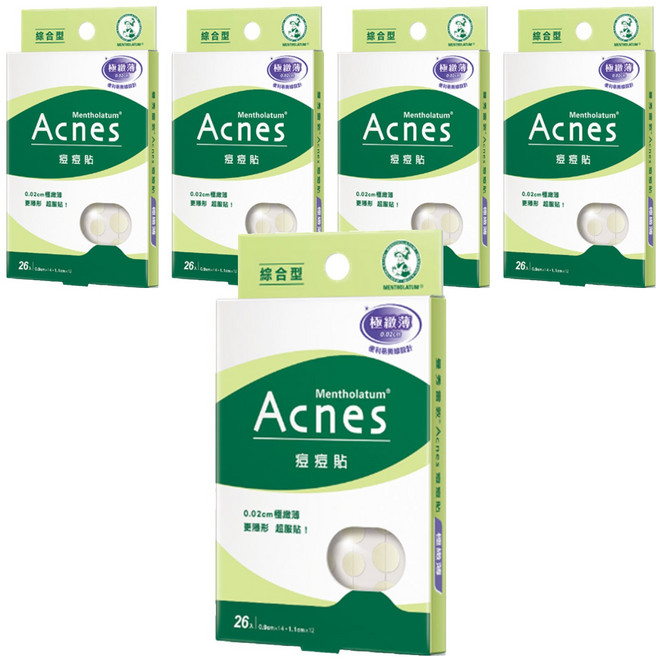 MENTHOLATUM 曼秀雷敦 Acnes 台灣公司貨 痘痘貼 極致薄綜合型, 26片, 5盒