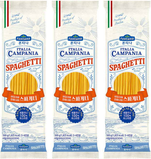 폰타나 이탈리아 캄파니아 스파게티, 500g, 3개