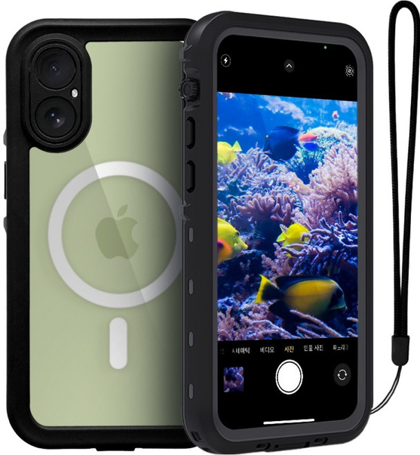 위크나인 노샘 방수케이스 아이폰 17, 블랙, 1개