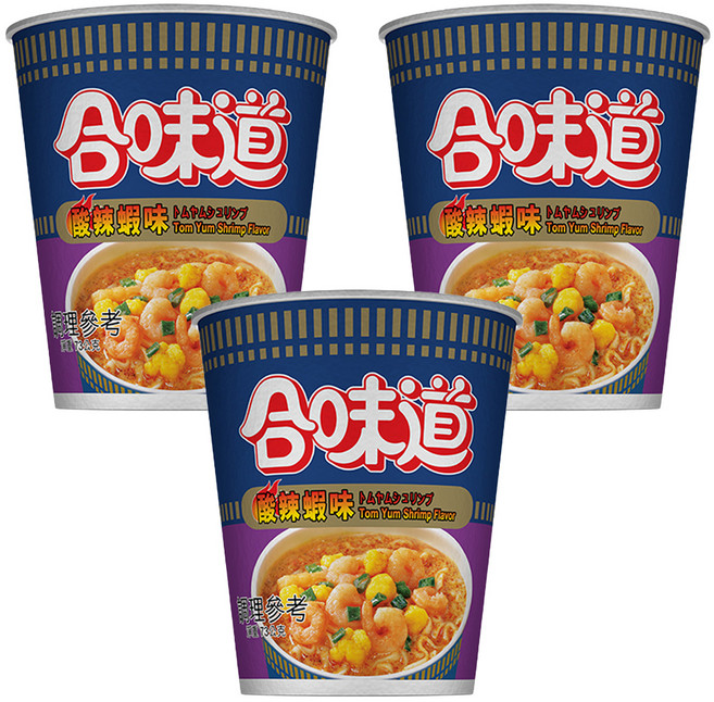 NISSIN 日清 CUP NOODLE 合味道 酸辣蝦海鮮味杯麵 73g, 3入