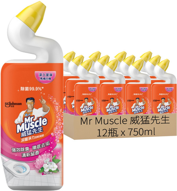 Mr Muscle 威猛先生 深層淨力潔廁凝膠 璀璨花舞, 750ml, 12瓶