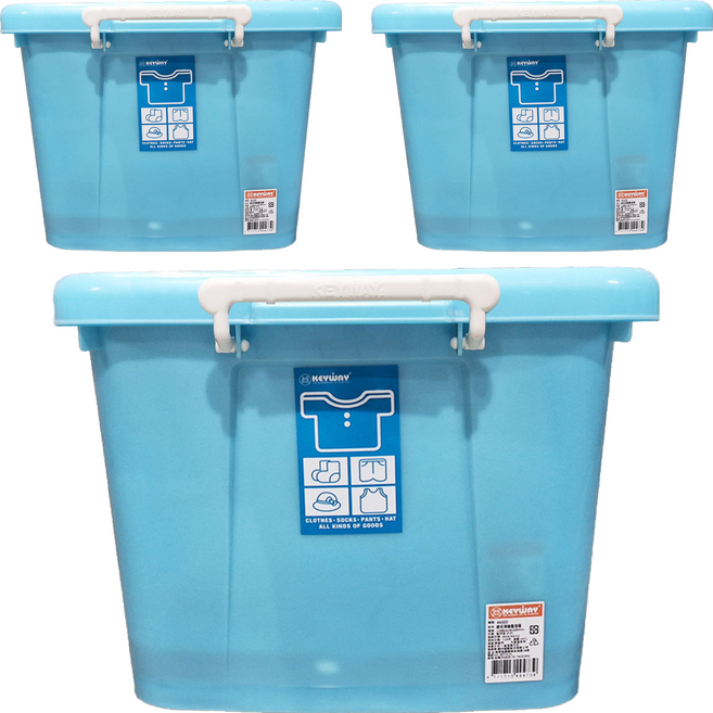 KEYWAY 聯府 銀彩滑輪整理箱 45L, 藍色, 3個
