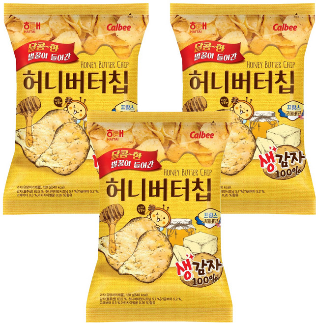 해태제과 허니버터칩, 120g, 3개