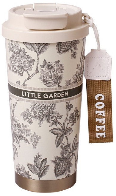 HIKARI 日光生活 青花瓷陶瓷塗層保溫杯 H006-3, 1個, 480ml, 水墨綠