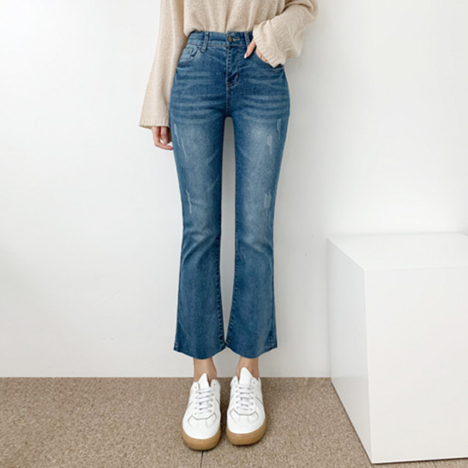 잘빠진 여성용 워싱세미 데님부츠 1878