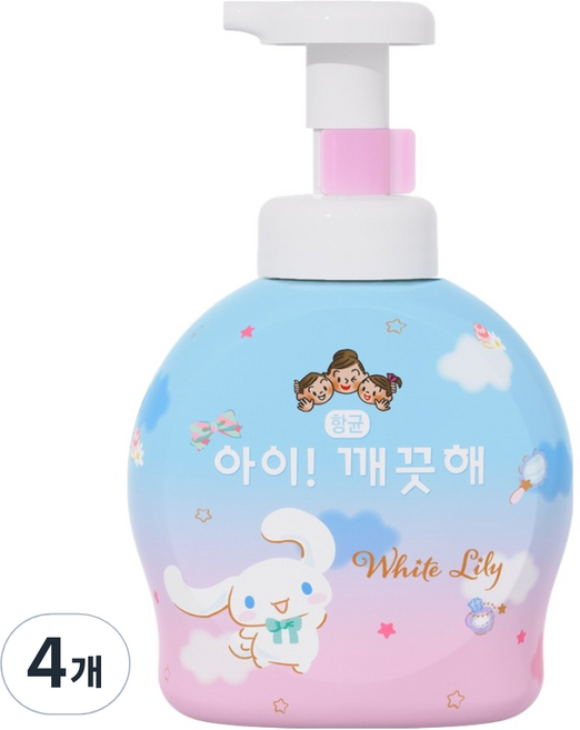 아이깨끗해 시나모롤 핸드워시 화이트릴리, 490ml, 4개