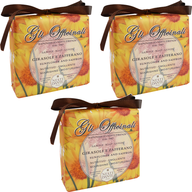 NESTI DANTE 義大利佛羅倫斯向日葵和藏紅花植物皂, 200g, 3個