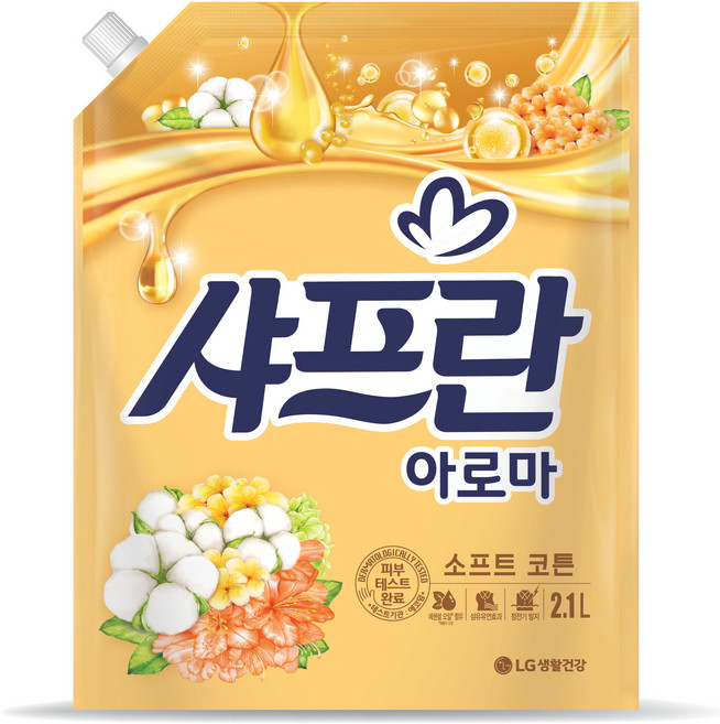 샤프란 아로마 섬유유연제 소프트 코튼 리필, 1개, 2.1L