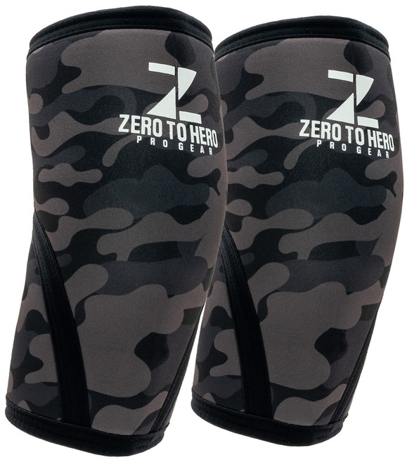 제로투히어로 네오프렌 헬스 팔꿈치보호대 7mm 세트, 1세트, 블랙 카모