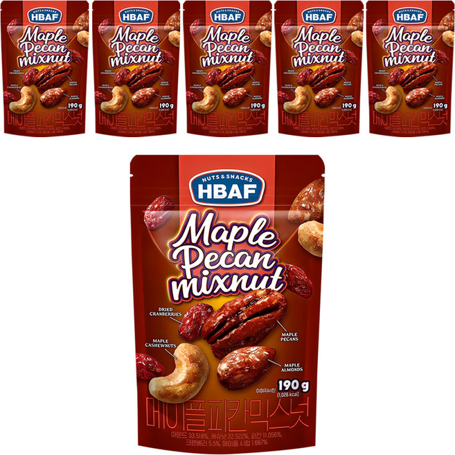바프 메이플 피칸 믹스넛, 190g, 6개