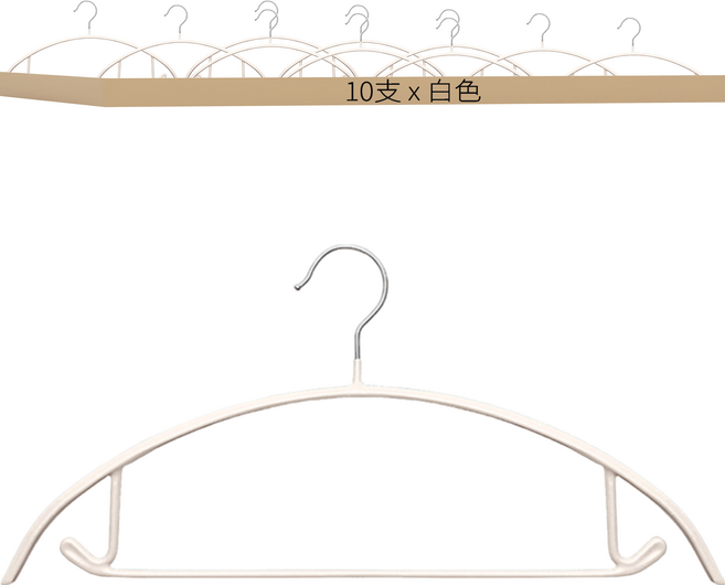 奈米防滑無痕衣架 10支, 白色, 1組