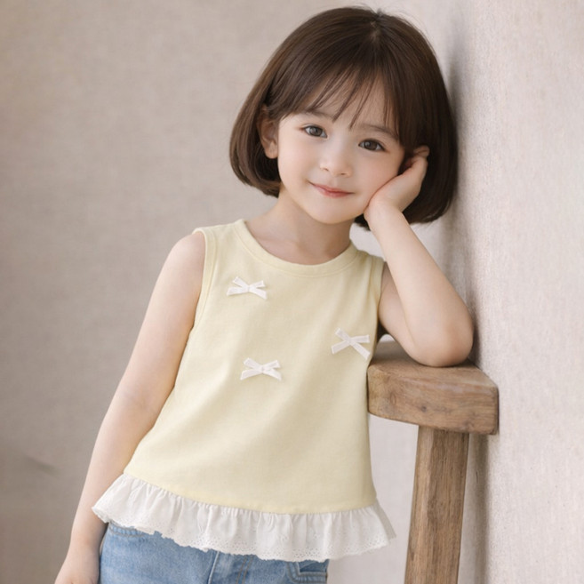 우주아이 아동용 프릴리본 민소매티셔츠