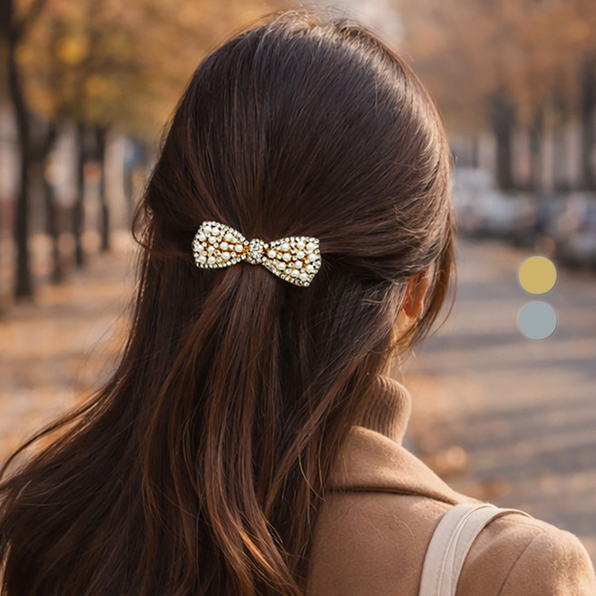 걸핀스 펄앤큐빅 포인트 리본 자동핀 168