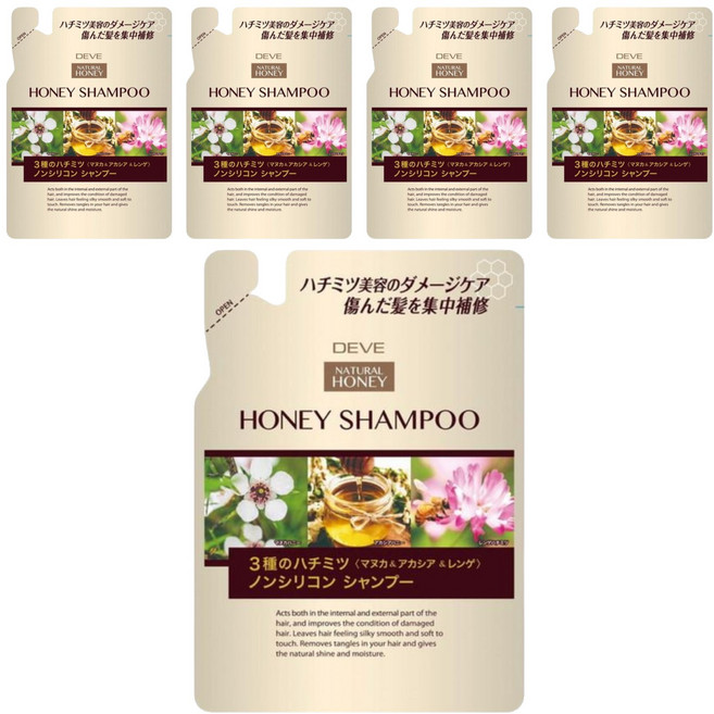 KUMANO 熊野油脂 DEVE 3種蜂蜜 洗髮精, 350ml, 5包