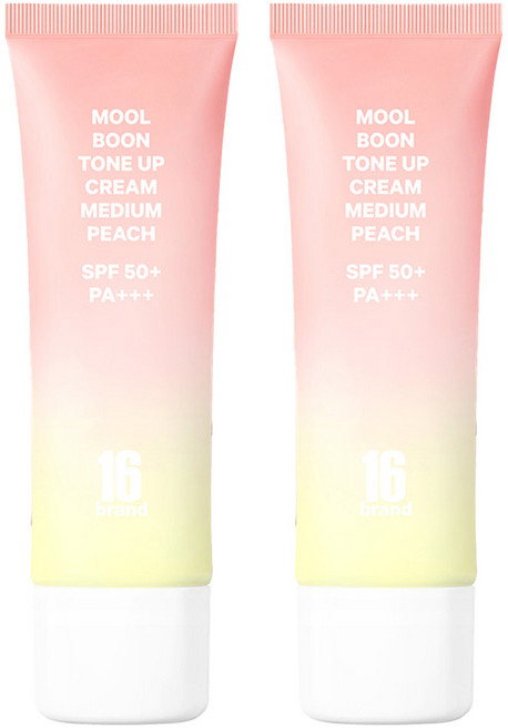 16브랜드 물분 톤업 크림 SPF50 PA+++ 50ml, 미디엄피치, 2개
