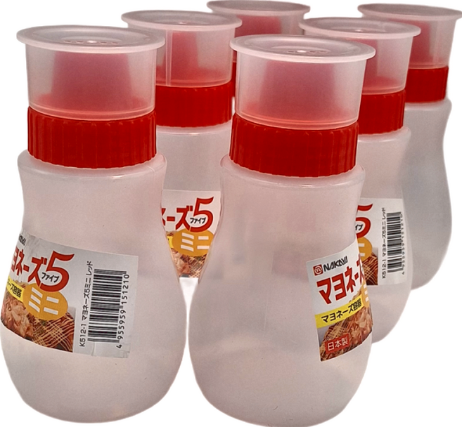 NAKAYA 日本多孔沙拉乳酪番茄醬防漏擠壓調料瓶 紅色, 260ml, 6個