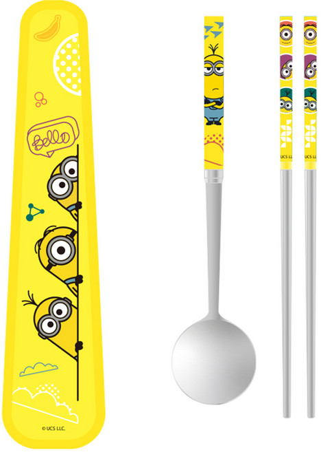 릴팡 미니언즈 가벼운 스텐 수저케이스 세트, 혼합색상, 1세트