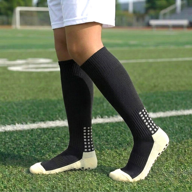 생활의지혜 주니어용 프리미엄 장목 논슬립 축구 양말, 블랙, 1개