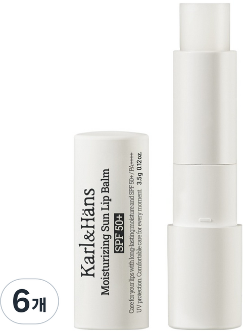 칼앤한스 모이스처라이징 유브이 쉴드 선 립밤 SPF50+, 3.5g, 6개, 무향