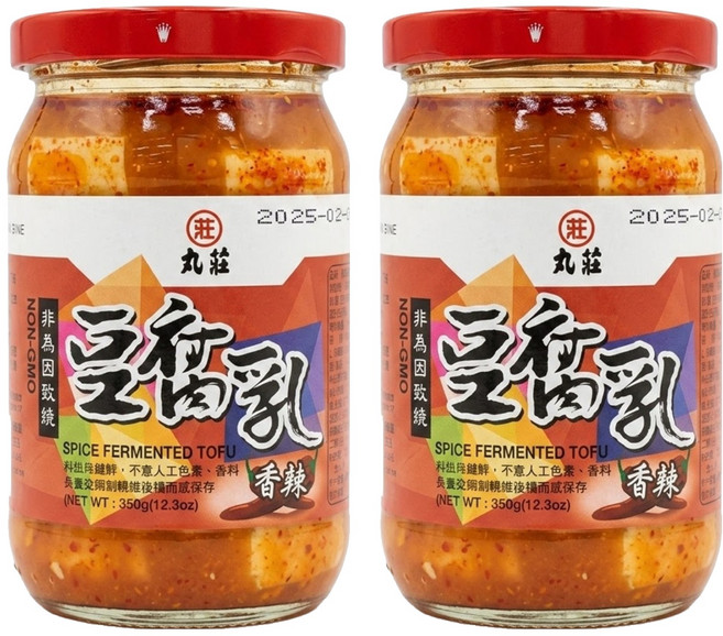 丸莊醬油 香辣豆腐乳 非基因改造, 350g, 2罐