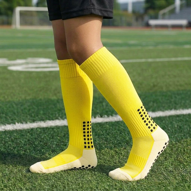 생활의지혜 주니어용 프리미엄 장목 논슬립 축구 양말, 옐로우, 1개