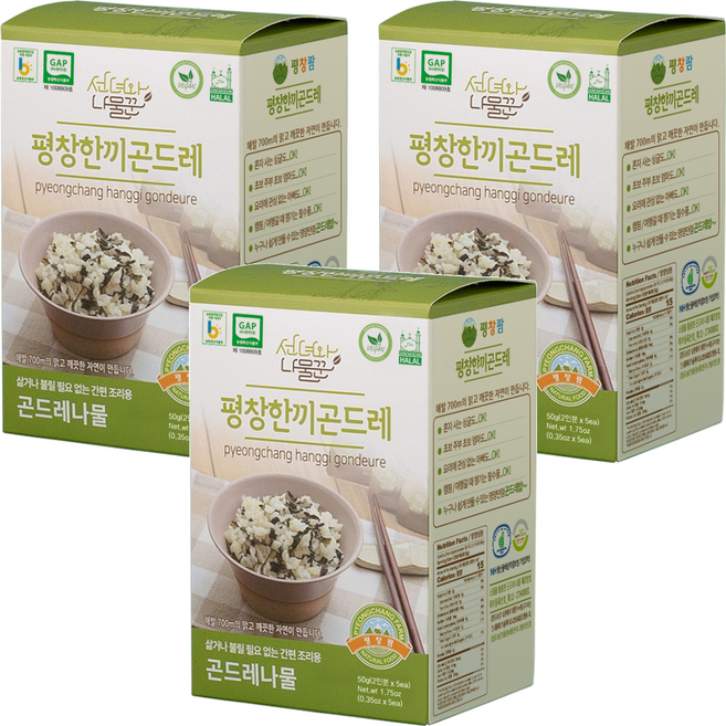 선녀와나물꾼 평창 한끼 곤드레나물 박스타입, 50g, 3박스