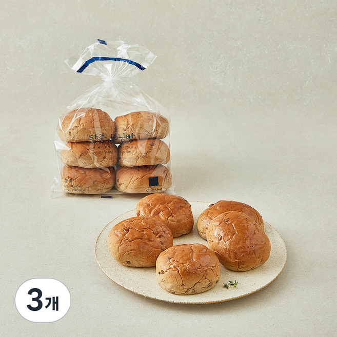 도제식빵 탕종 모닝빵 통밀 6개입, 210g, 1개입, 3개