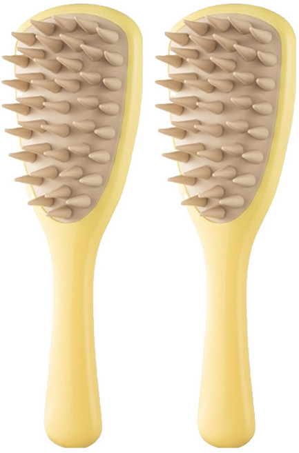 더자카 투인원 두피 마사지 샴푸 브러쉬, 2개, 옐로