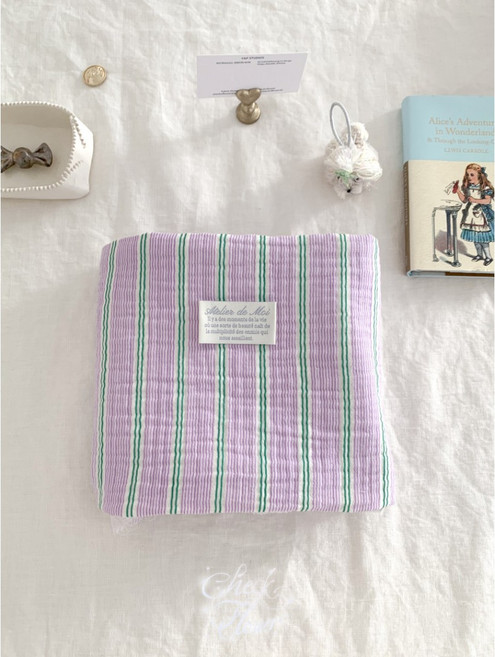 슈슈룸 3중 스트라이프 거즈 대폭 원단, 퍼플, 1개