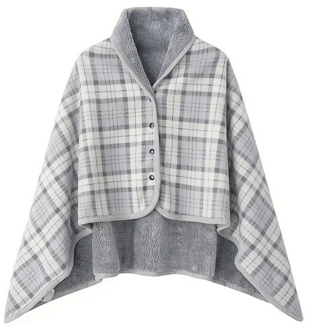 QIDINA 奇蒂可 可收納日系加大保暖加絨柔軟披肩毯