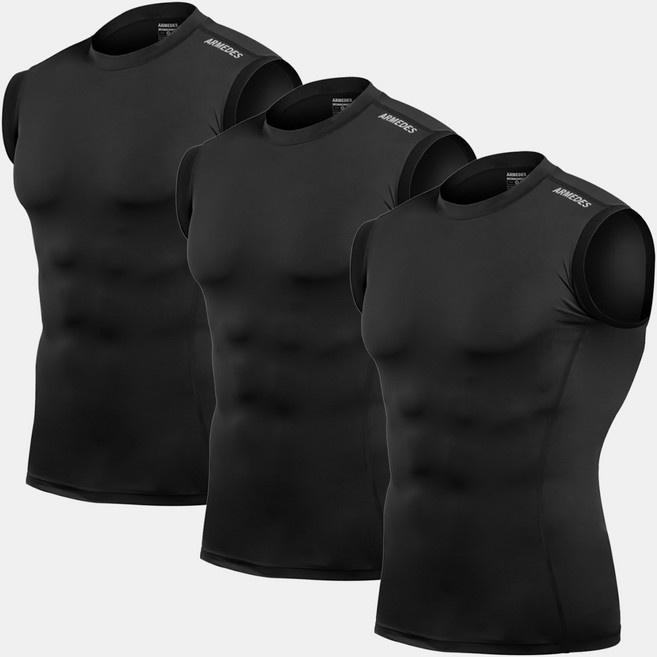 아르메데스 남성용 기능성 냉감 통기성 언더레이어 민소매나시 3P AR-121