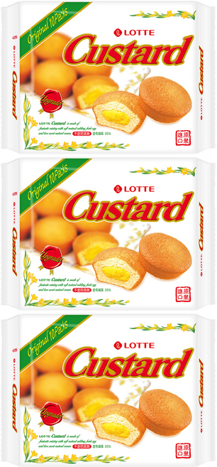 LOTTE 樂天 Custard 蛋黃派 10顆, 230g, 3盒