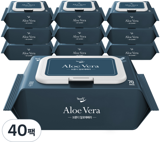 브론디 알로에베라 물티슈 캡형, 40세트, 70매, 65g