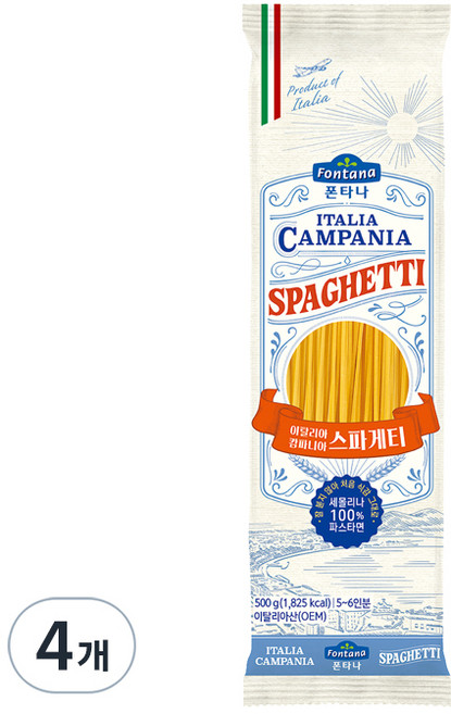 폰타나 이탈리아 캄파니아 스파게티, 500g, 4개