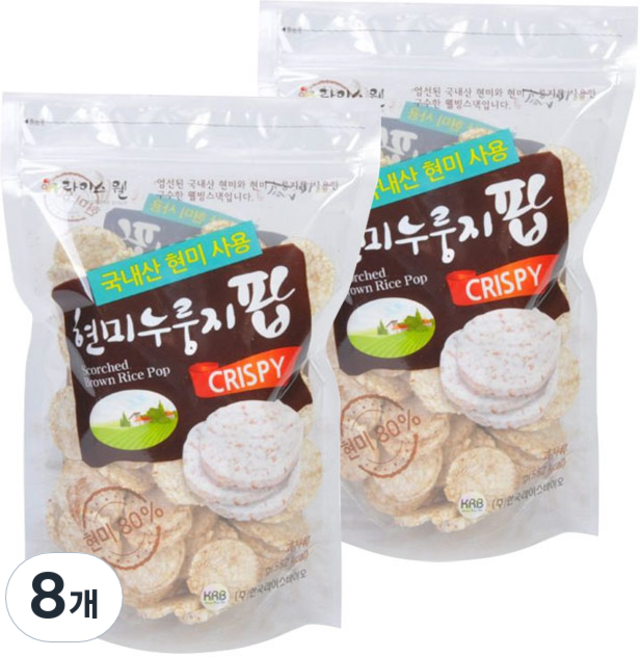 라이스웰 현미누룽지팝, 120g, 8개