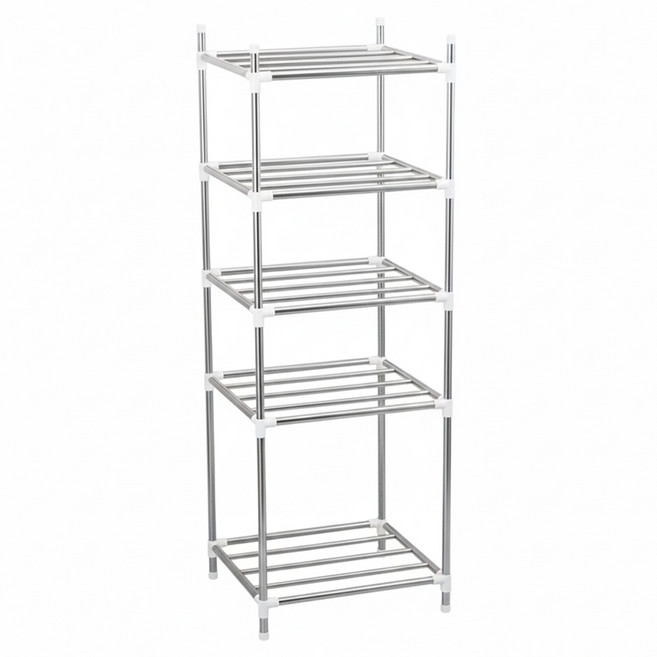 德利生活 加高置物架, 不銹鋼, 5層