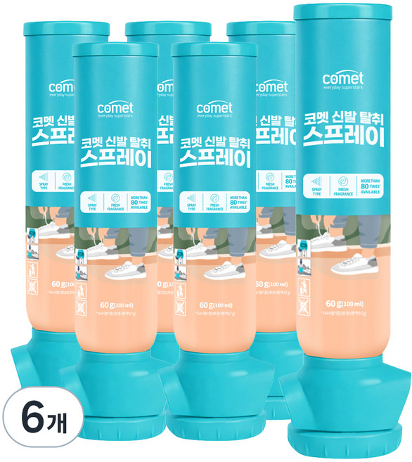 코멧 신발 탈취 스프레이 프레쉬향 100ml 국내제조, 6개