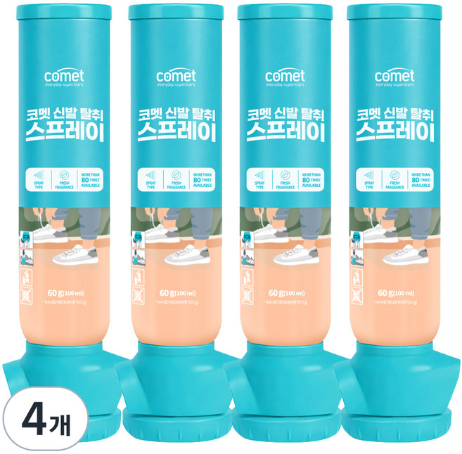 코멧 신발 탈취 스프레이 프레쉬향 100ml 국내제조, 4개