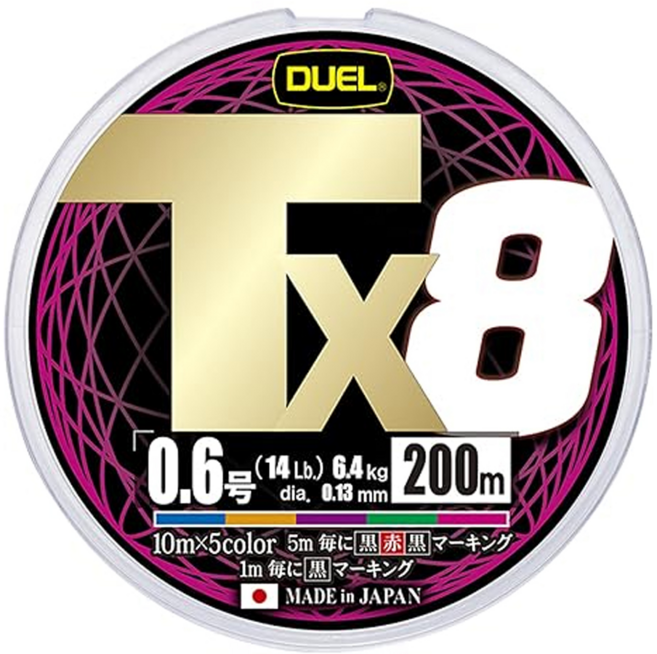 DUEL TX8 五彩 PE線 H4332-5C #0.6 200m 高強度耐磨 多色標記 精準控線, 1個