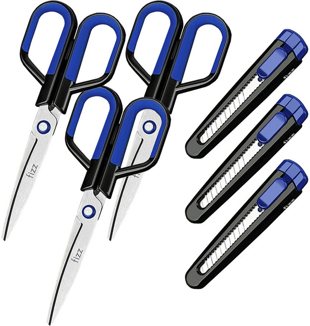 투코비 다기능 분리형 가위 + 커터칼 세트, 블루, 3세트