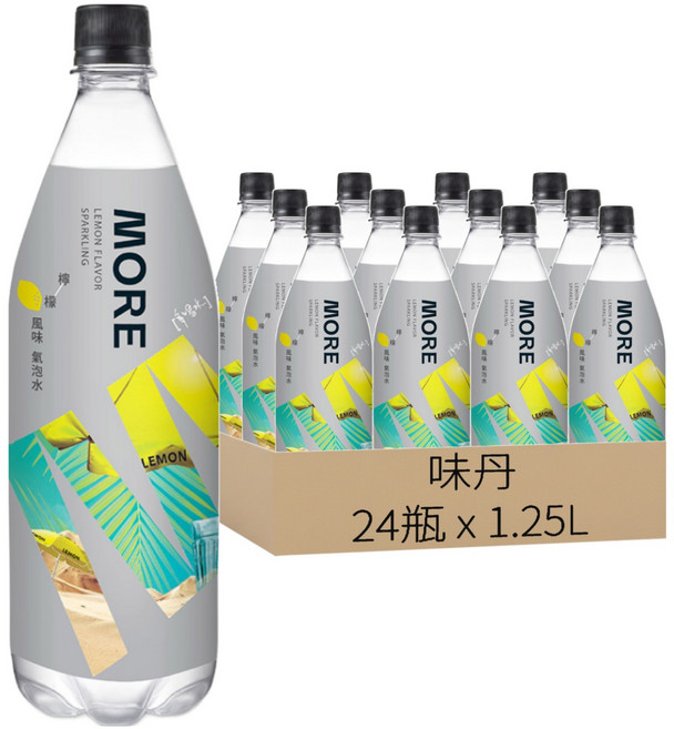 多喝水 MORE 氣泡水 檸檬風味, 1.25L, 24瓶